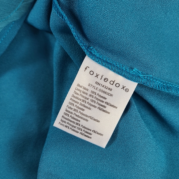 FOXIEDOX Anthropogogie Teal Blue Lace Mini Dress - Picture 4 of 5